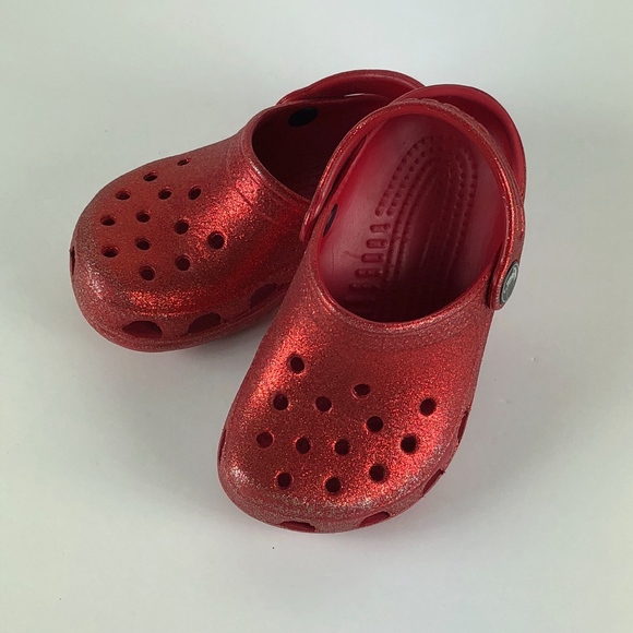 red glitter crocs